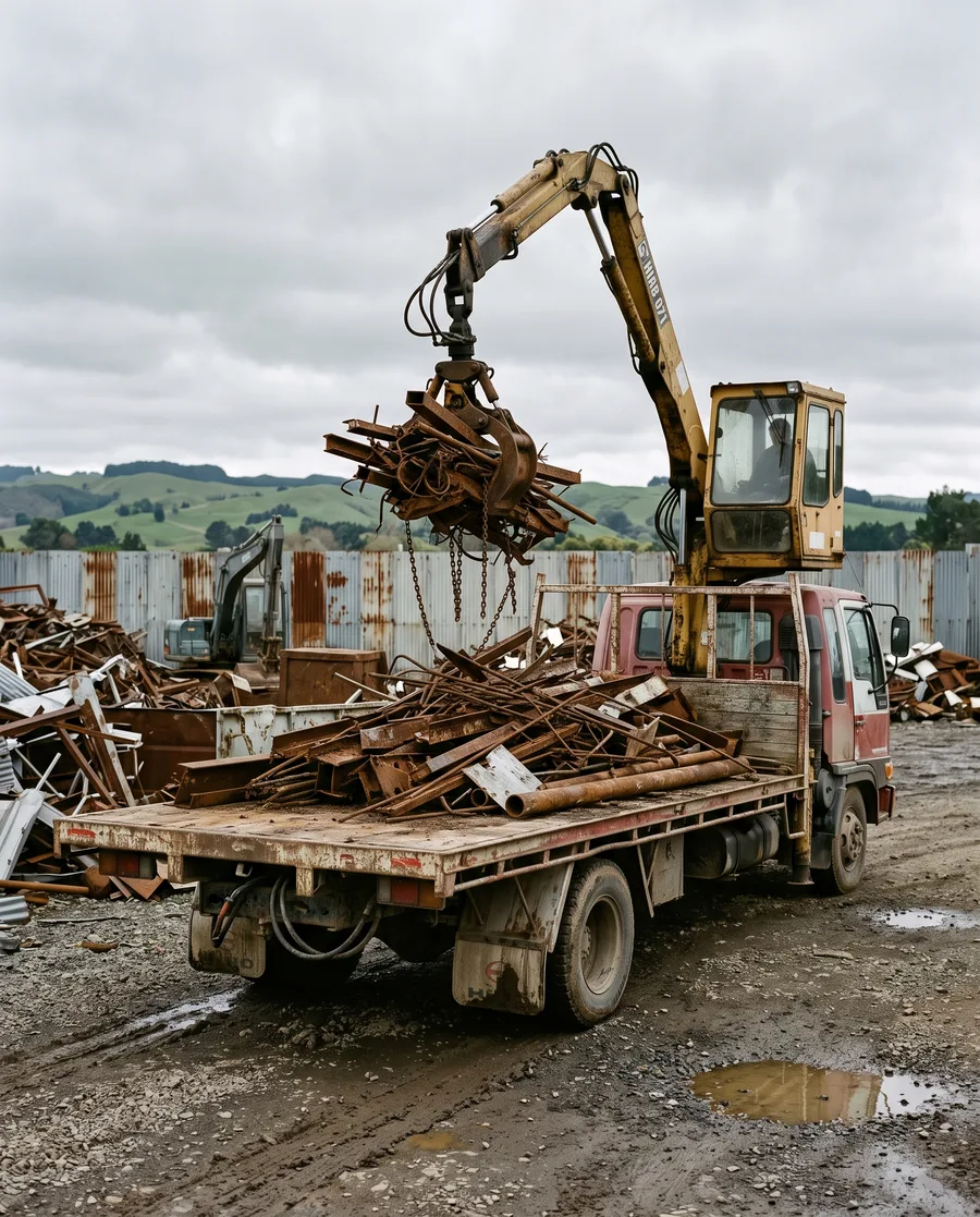 Heavy steel being handled at the Valley Metals yard